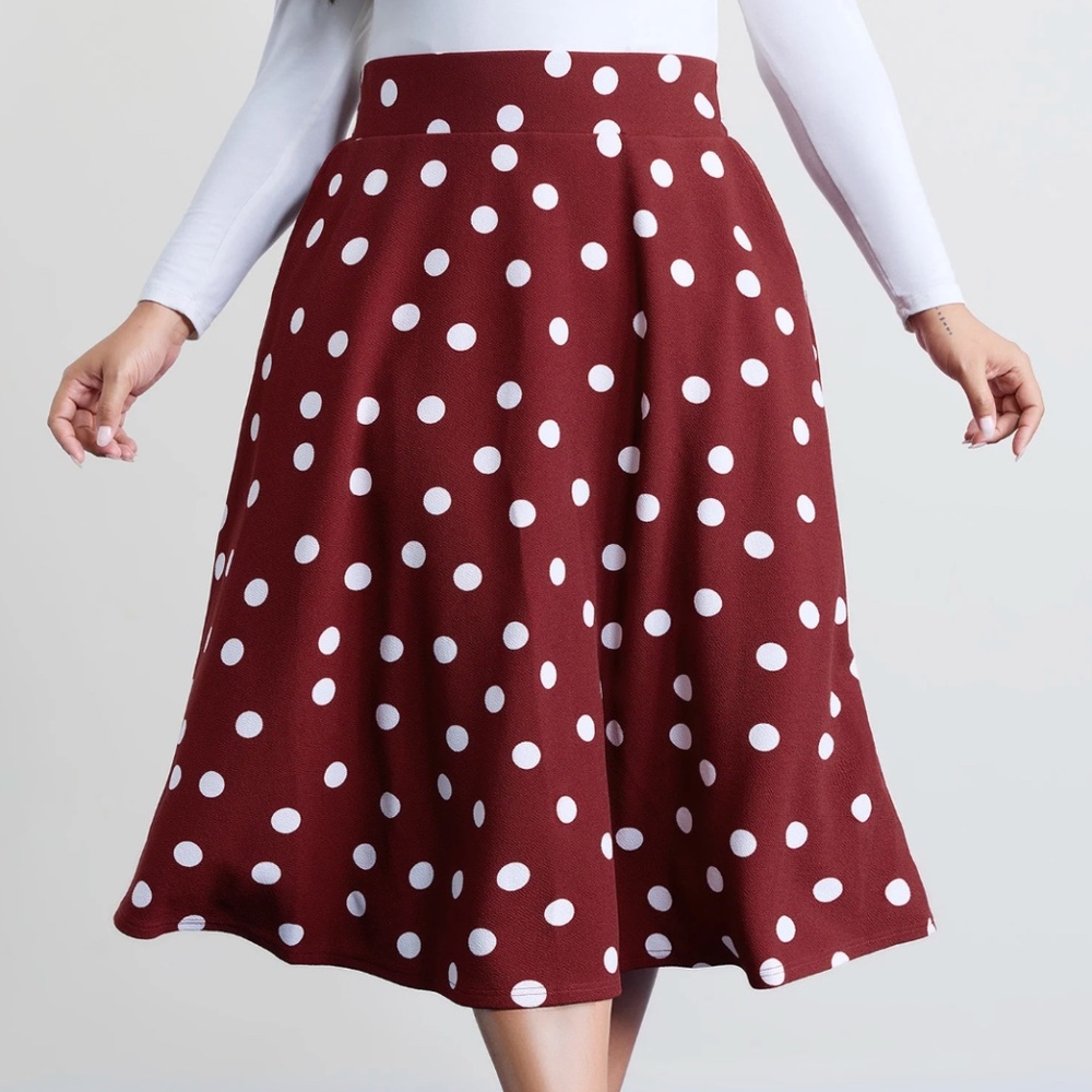 Polka Dots Flowy Midi Skirt